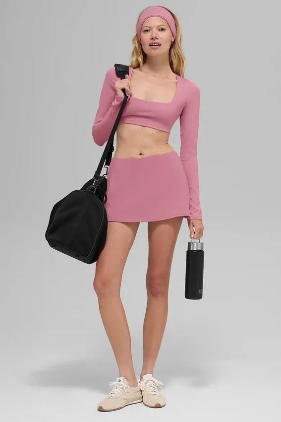 Alo Softsculpt Precision Long Sleeve Bra - Pink Wild Rose