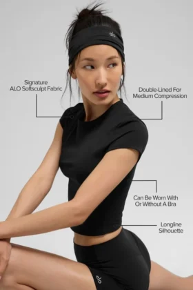 Alo Softsculpt Precision Short Sleeve Top – Black