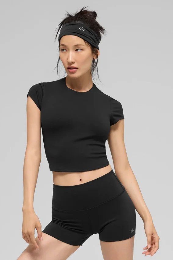 Alo Softsculpt Precision Short Sleeve Top - Black
