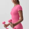 Alo Softsculpt Precision Short Sleeve Top - Paradise Pink