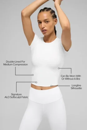 Alo Softsculpt Precision Short Sleeve Top – White