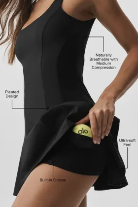 Alo Softsculpt Topspin Tennis Dress – Black
