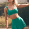 Alo Softsculpt Topspin Tennis Skirt - Emerald Isle