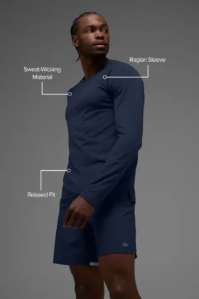 Alo Vapor Crewneck Long Sleeve – Navy