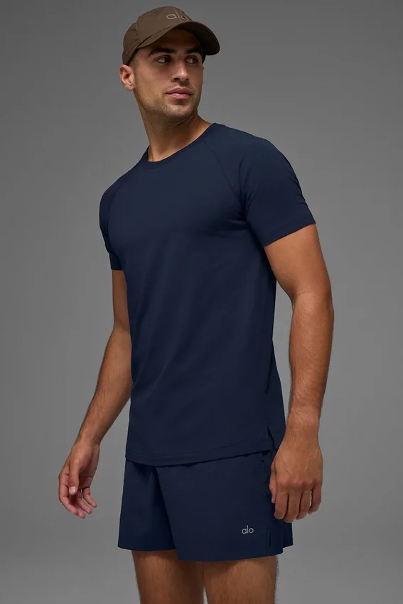Alo Vapor Crewneck Short Sleeve - Navy