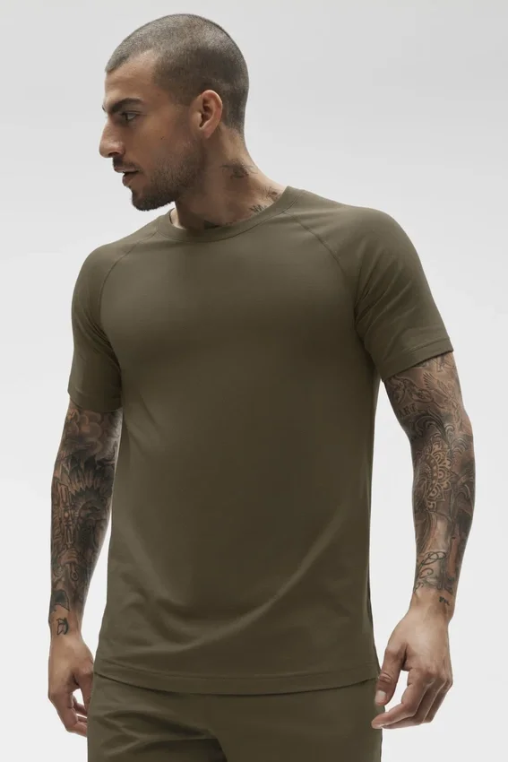 Alo Vapor Crewneck Short Sleeve - Olive Tree
