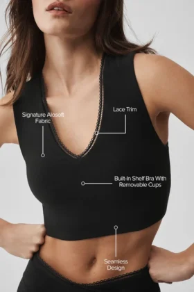 Alosoft Affection V-Neck Bra Tank – Black