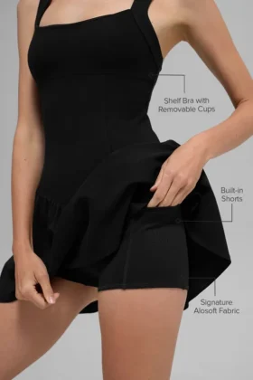 Alosoft Break Point Tennis Dress – Black