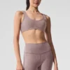 Alosoft Center Stage Bra - Dark Pink Quartz Heather