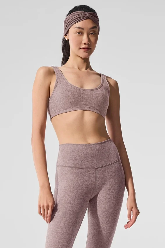Alosoft Center Stage Bra - Dark Pink Quartz Heather