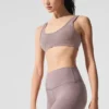Alosoft Center Stage Bra - Dark Pink Quartz Heather