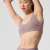 Alosoft Center Stage Bra - Dark Pink Quartz Heather