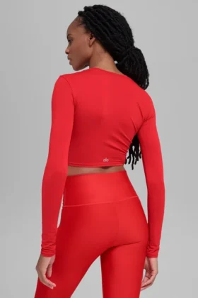 Alosoft Crop Finesse Long Sleeve – Bright Red