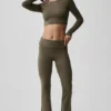Alosoft Crop Finesse Long Sleeve - Olive Tree