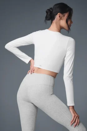Alosoft Crop Finesse Long Sleeve – White