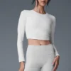 Alosoft Crop Finesse Long Sleeve - White