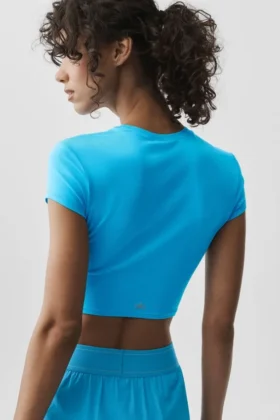 Alosoft Crop Finesse Short Sleeve – Azure Blue