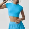 Alosoft Crop Finesse Short Sleeve - Azure Blue
