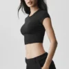 Alosoft Crop Finesse Short Sleeve - Black