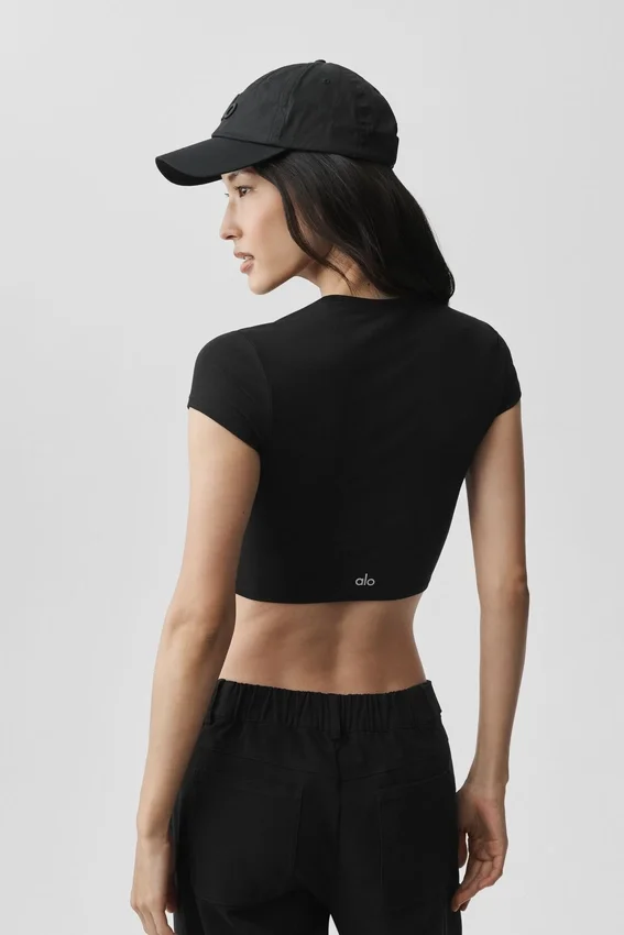 Alosoft Crop Finesse Short Sleeve - Black