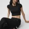 Alosoft Crop Finesse Short Sleeve - Black