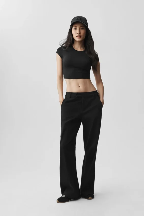 Alosoft Crop Finesse Short Sleeve - Black