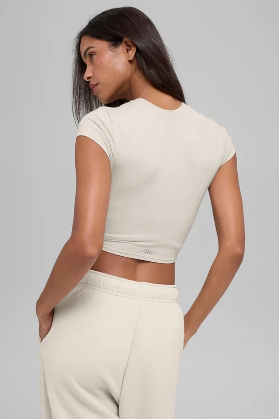 Alosoft Crop Finesse Short Sleeve - Bone