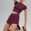 Alosoft Crop Finesse Short Sleeve - Burgundy