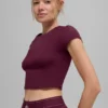 Alosoft Crop Finesse Short Sleeve - Burgundy