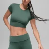 Alosoft Crop Finesse Short Sleeve - Clover Green