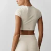 Alosoft Crop Finesse Short Sleeve - Oatmeal Heather