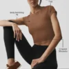 Alosoft Crop Finesse Short Sleeve - Sun Kissed Brown