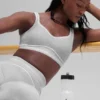 Alosoft Heart Throb Bra - Athletic Heather Grey/White