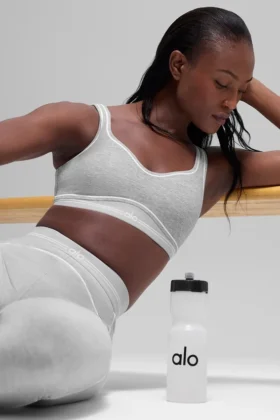 Alosoft Heart Throb Bra – Athletic Heather Grey/White