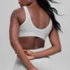 Alosoft Heart Throb Bra - Athletic Heather Grey/White