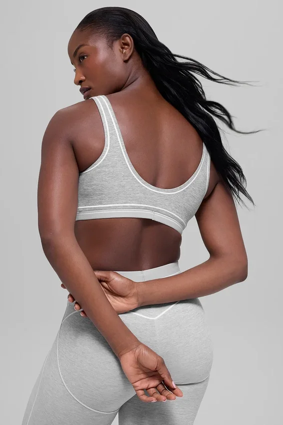 Alosoft Heart Throb Bra - Athletic Heather Grey/White
