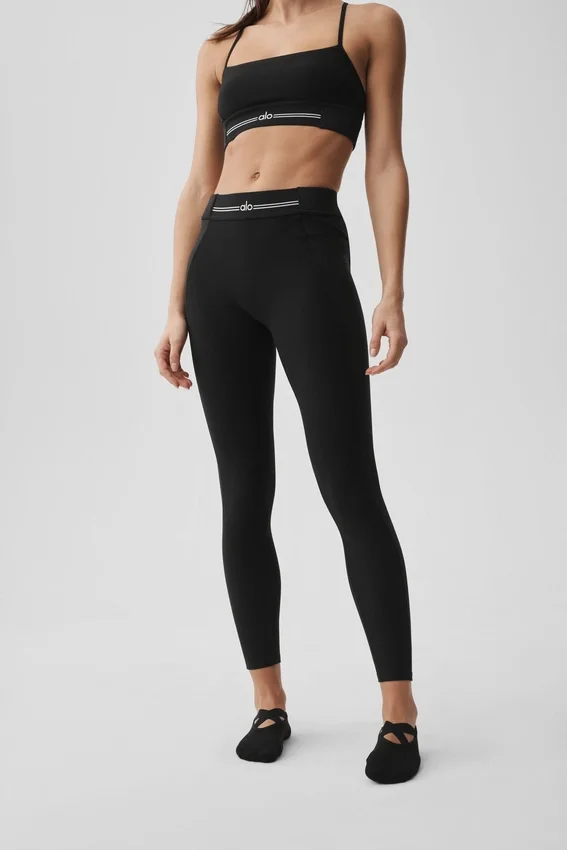 Alosoft High-Waist 7/8 Relay Legging - Black/White