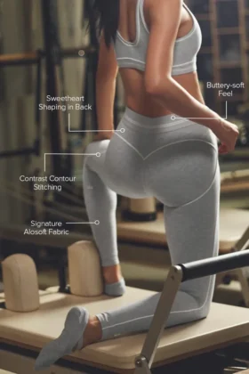 Alosoft High-Waist Heart Throb Legging – Athletic Heather Grey/White