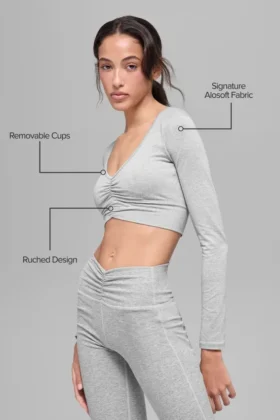 Alosoft Intuition Long Sleeve Bra – Athletic Heather Grey