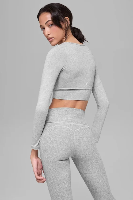 Alosoft Intuition Long Sleeve Bra - Athletic Heather Grey