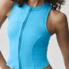 Alosoft Level up Full Zip Tank - Azure Blue