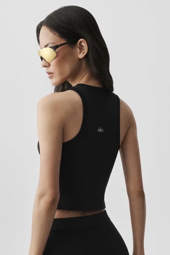Alosoft Level up Full Zip Tank - Black