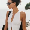 Alosoft Level up Full Zip Tank - White