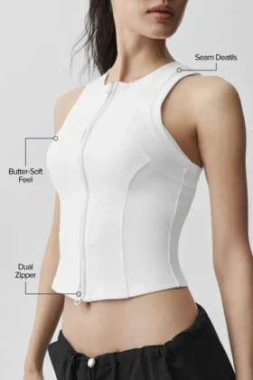 Alosoft Level up Full Zip Tank – White