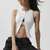 Alosoft Level up Full Zip Tank - White