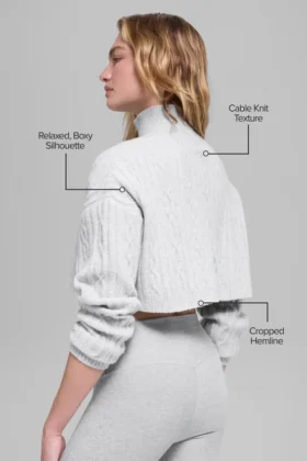 Cable Knit Cropped Winter Bliss Turtleneck Long Sleeve – Athletic Heat