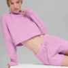 Cable Knit Cropped Winter Bliss Turtleneck Long Sleeve - Candy Heart P