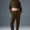 Cable Knit Cropped Winter Bliss Turtleneck Long Sleeve - Espresso