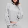 Cable Knit Winter Bliss Hoodie - Athletic Heather Grey