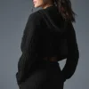 Cable Knit Winter Bliss Hoodie - Black